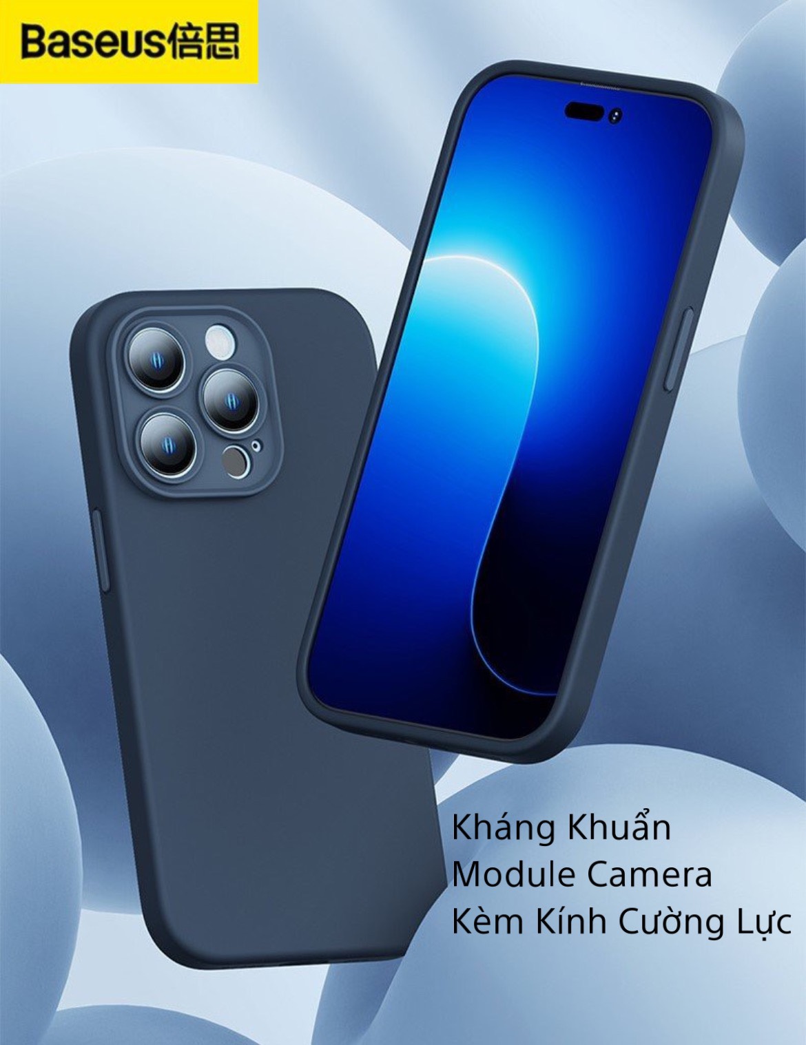 Ốp Lưng Silicone Baseus Dành Cho iPhone 14 ProMax / 14 Pro / 14 Plus / 14 Gel Module Camera, Kèm Kính Cường Lực - Hàng Chính Hãng