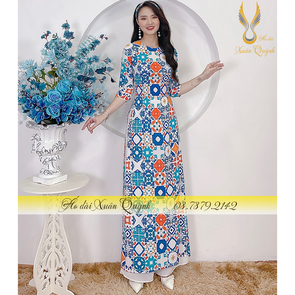 Siêu Phẩm Áo Dài Cô Ba Sài Gòn Tôn Giáng, Trẻ Trung, Thanh Lịch Lụa Habutai Cao Cấp K79