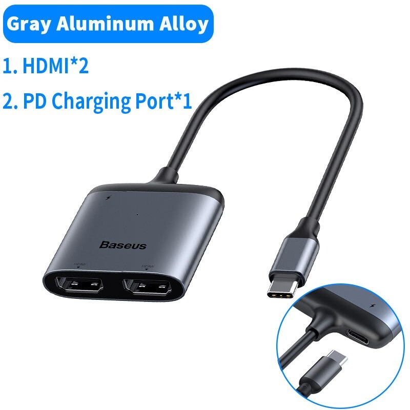 Hub chuyển Type C to USB 3.0 và HDMI Baseus Enjoy Series - Hàng chính hãng