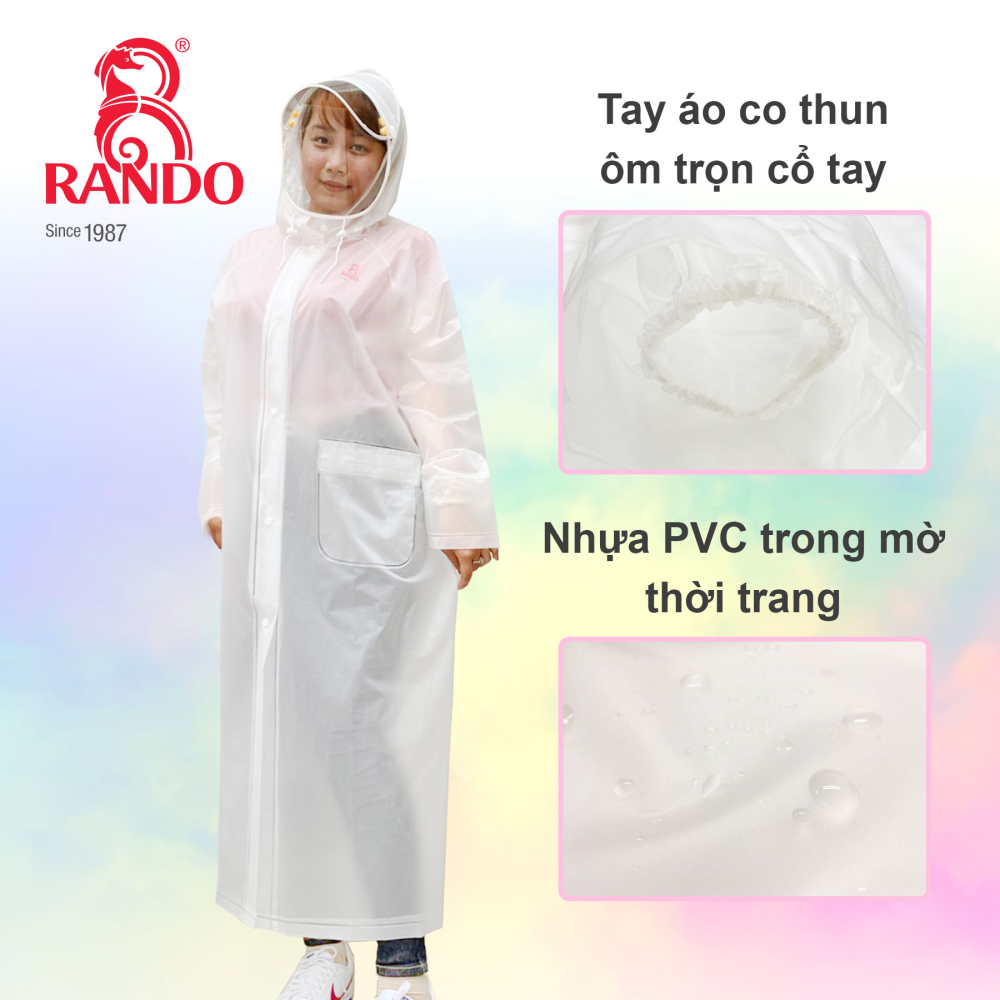 Áo Mưa Rando Trong Suốt 1 Đầu Có Kính Khẩu Trang 