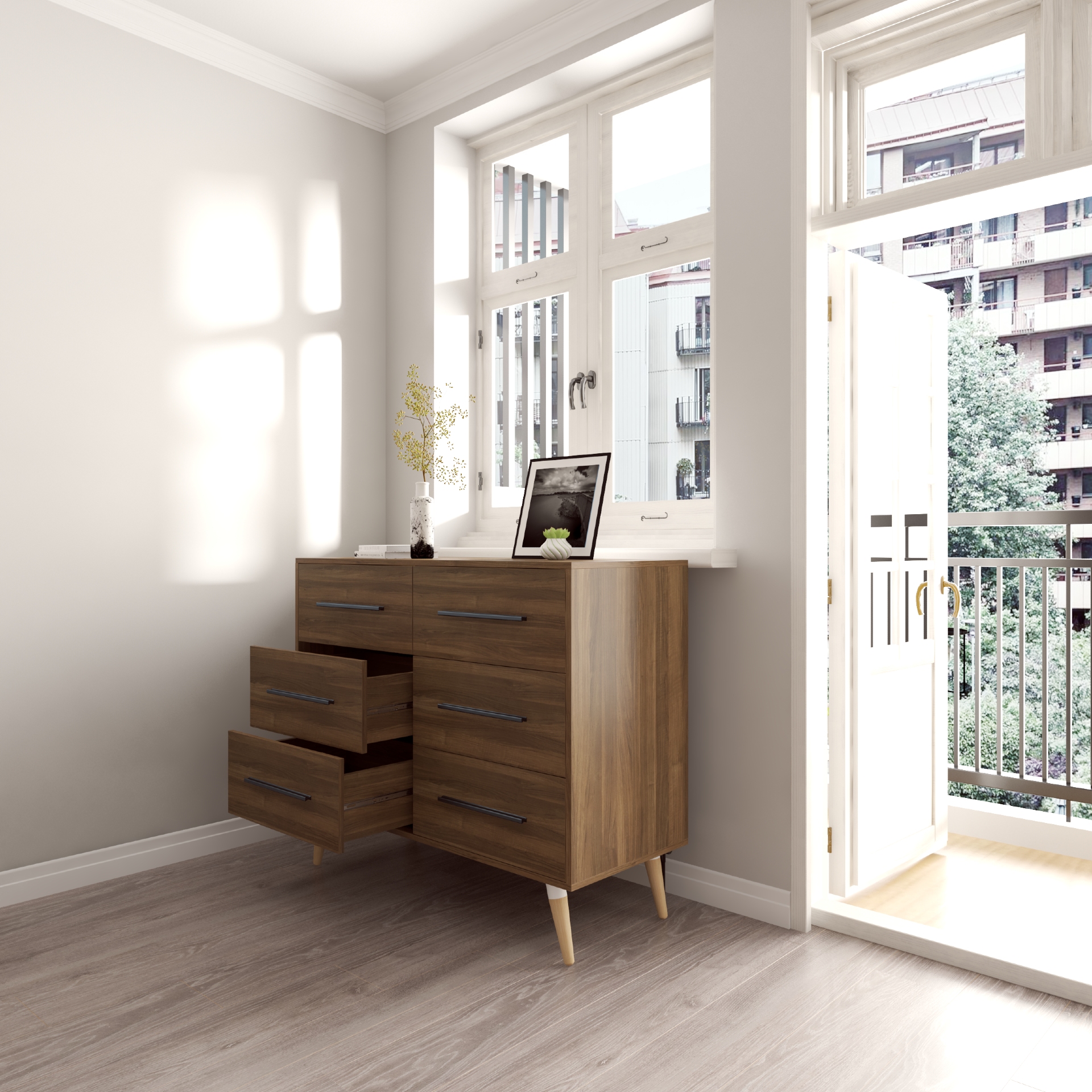 [Happy Home Furniture] OSRI, Tủ đựng đồ 6 ngăn - chân gỗ chéo ,  120cm x 50cm x 100cm ( DxRxC), THK_026