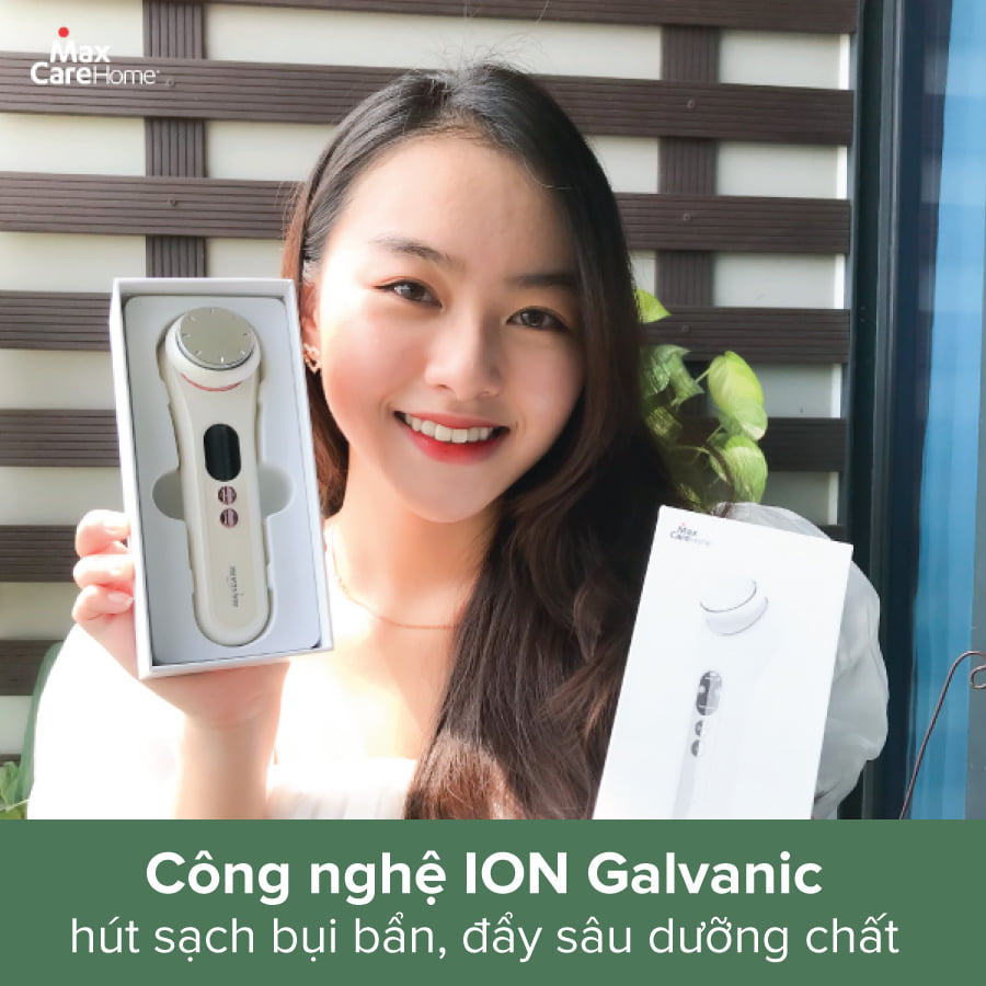 Máy đẩy tinh chất Ion dưỡng da nóng lạnh Hot &amp; Cool Maxcare Max888PRO - Máy điện di tinh chất trắng da Maxcare Beauty Device - làm sạch sâu - đẩy tinh chất - cấp ẩm - chăm sóc và dưỡng trắng da