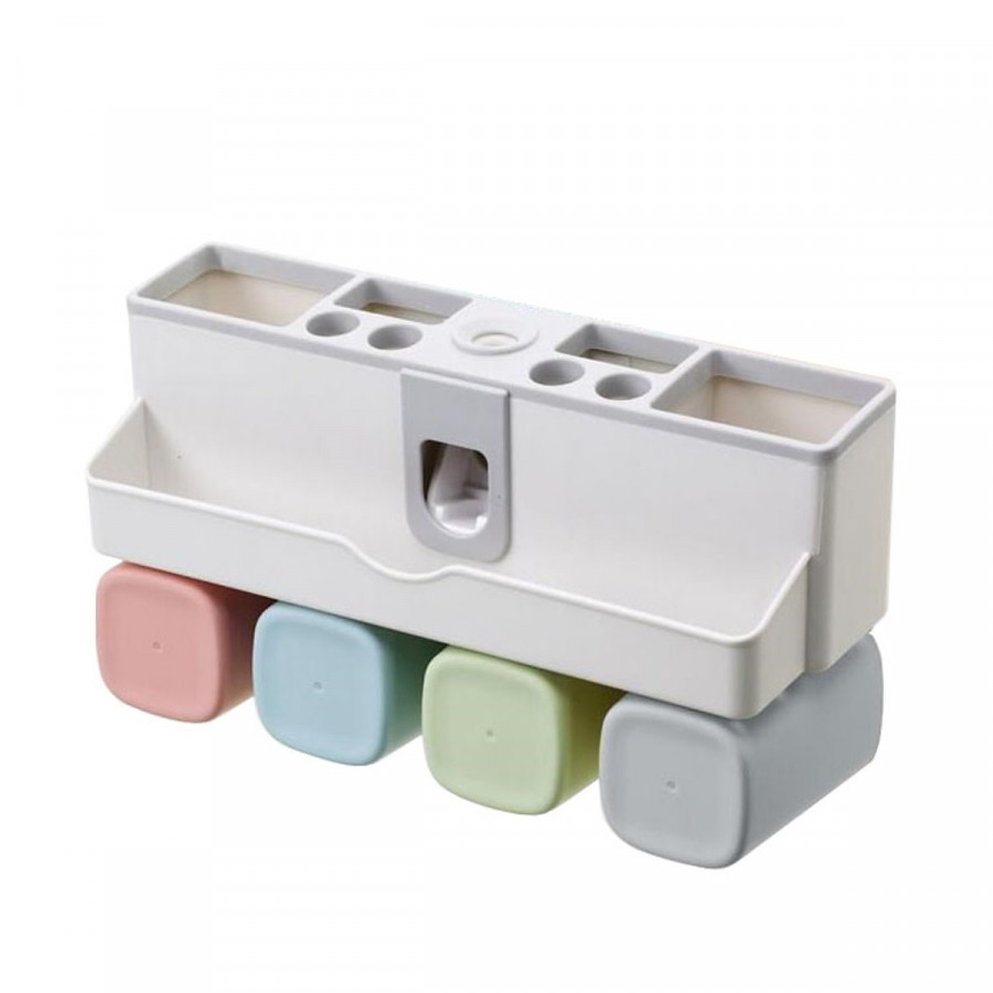 Dụng Cụ Nhả Kem Đánh Răng 4 Cốc Chất Liệu Lúa Mạch Không Cần Khoan Vít - Dụng Cụ Lấy Kem Đánh Răng Tự Động 4 Cốc Lúa Mạch Cao Cấp