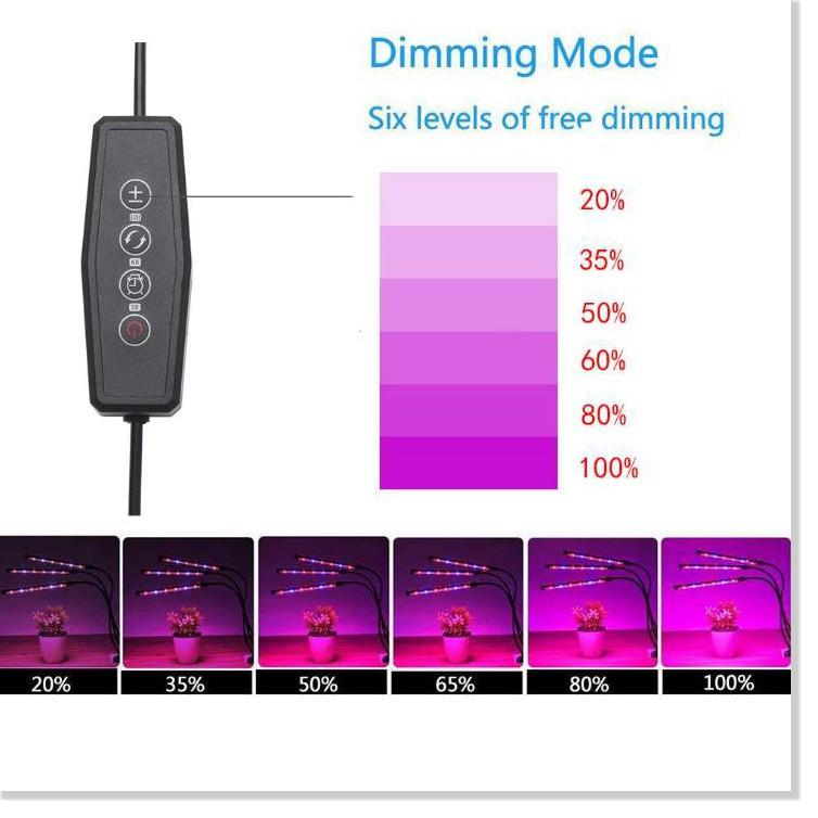 Đèn LED trồng cây 3 nhánh 30W có kẹp chân hẹn giờ USB