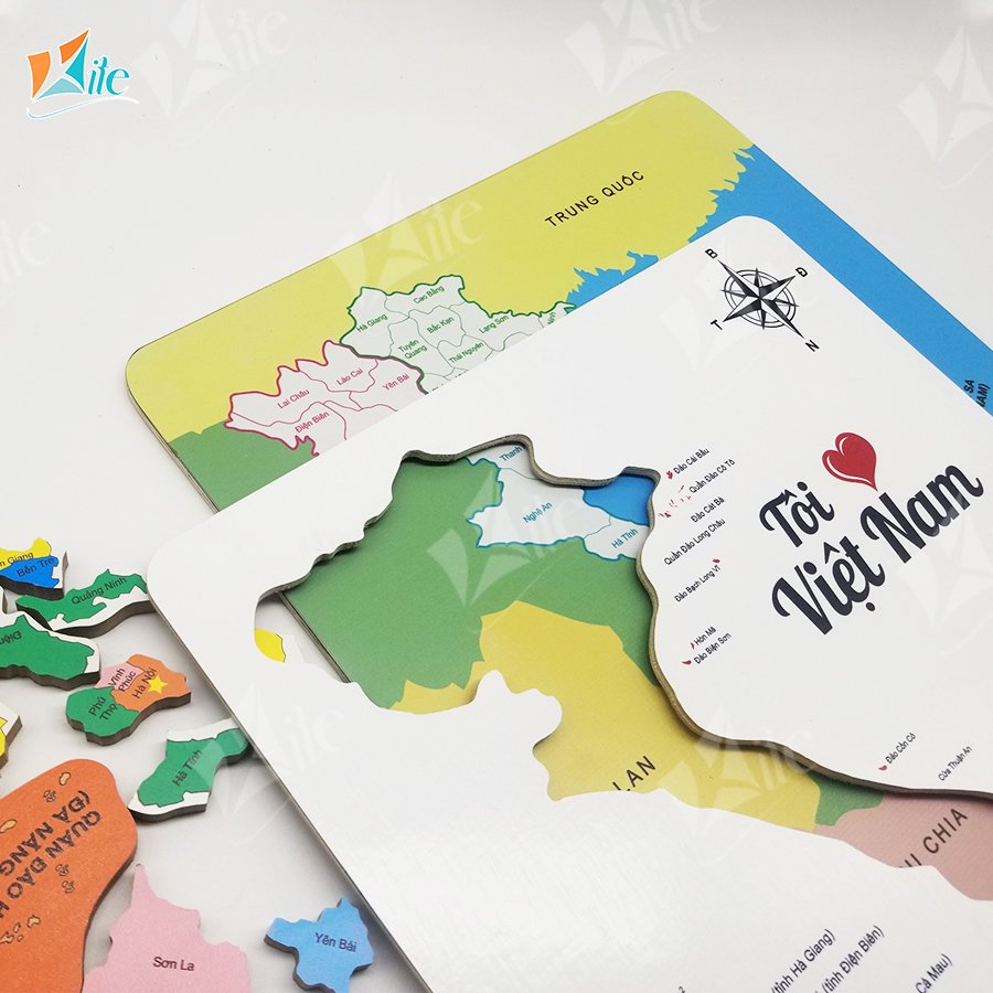 Đồ chơi Ghép hình bản đồ Việt Nam có gắn nam châm 2 khung gỗ cao cấp