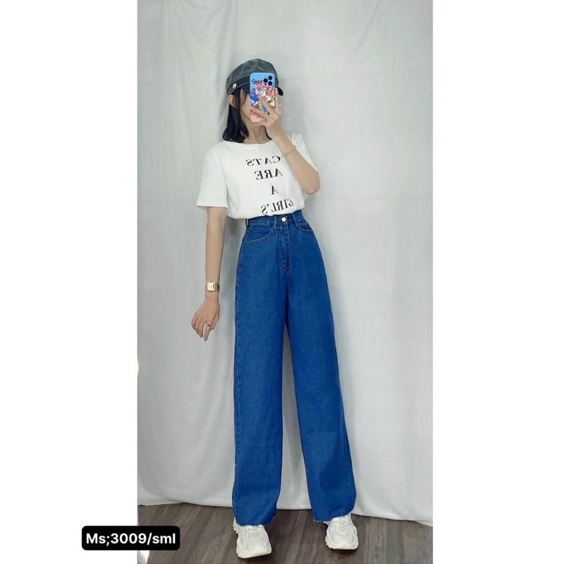 quần baggy suông cao cấp chất jeans đẹp-T