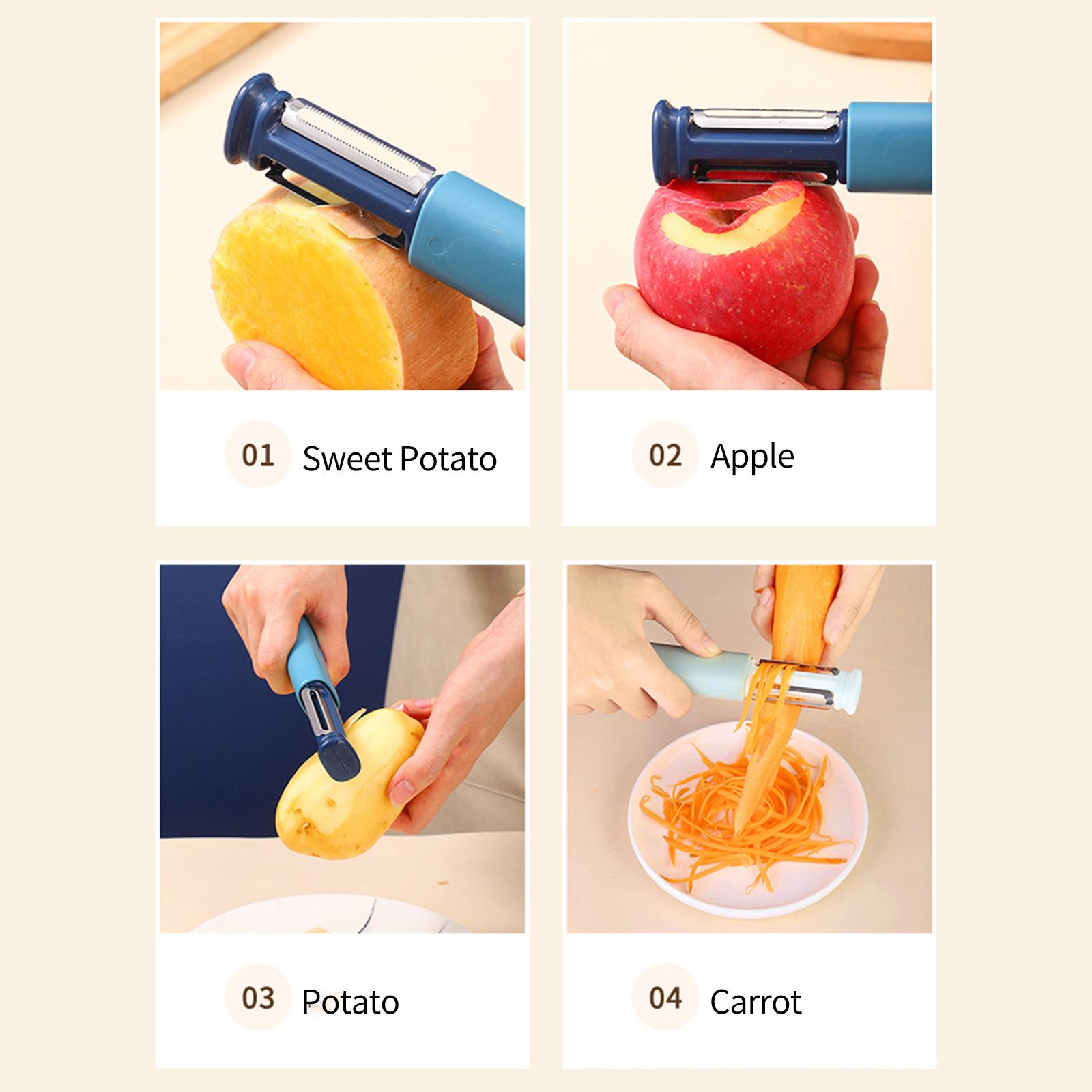 2 In 1 Peeler & Knife Sharpener Multifunctional Vegetable & Fruit Peeler Kitchen Stainless Steel Swivel Peeler