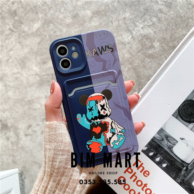Ốp lưng chú gấu bụng phệ Bearbrick Cho iPhone 7 Plus/8 Plus/X/Xs/Xs Max/11/11 Pro/11 Pro Max/12/12 Pro/12 Pro Max/13/13 Pro/13 Pro Max kèm khay đựng thẻ ATM