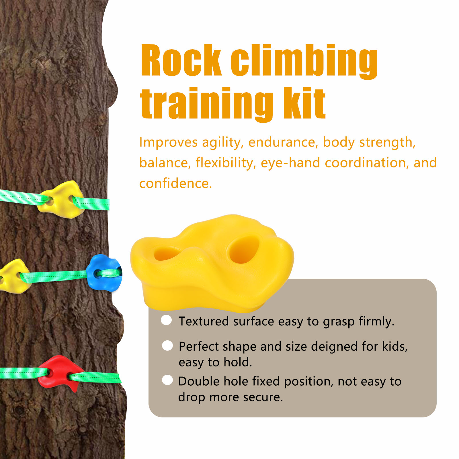 Đá leo núi hai lỗ bằng nhựa Huấn luyện leo núi cho trẻ em