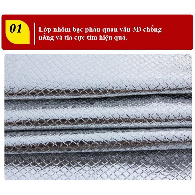 Bạt trùm ô tô 7 chỗ 3 lớp nhôm bạc cao cấp, chống nóng, ẩm, phủ nhung chống xước