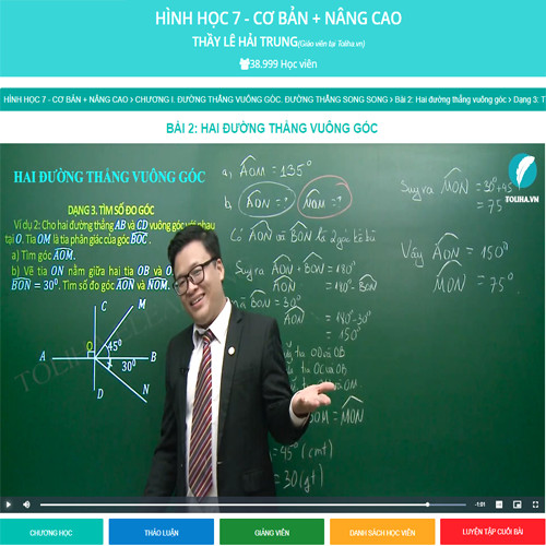 Khóa học HÌNH HỌC 7 - CƠ BẢN + NÂNG CAO thầy Lê Hải Trung - 09 tháng