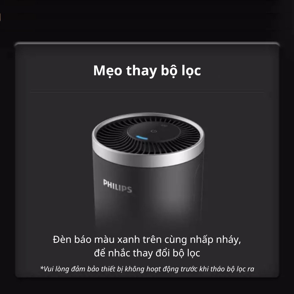 Máy lọc không khí ô tô khử mùi Philips dạng cốc trên xe hơi sử dụng tia UVC diệt khuẩn hiệu quả S3601 - Hàng nhập khẩu 