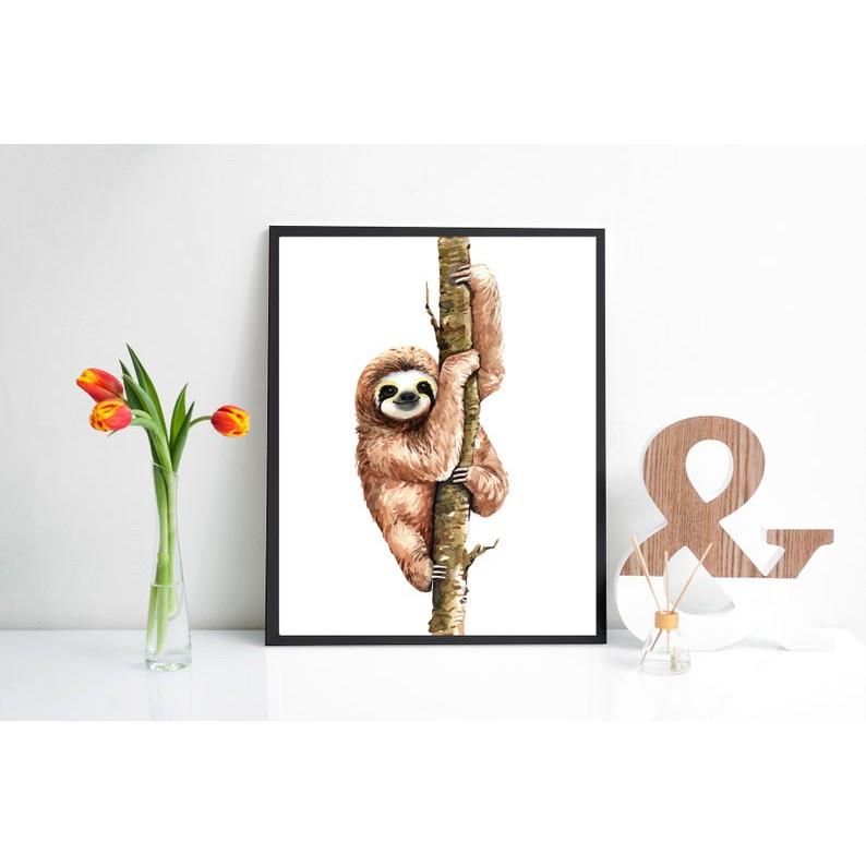 Tranh treo tường | Tranh cho bé-Baby Sloth Printable Wall Art for Nursery Decor 61 , tranh canvas giá rẻ