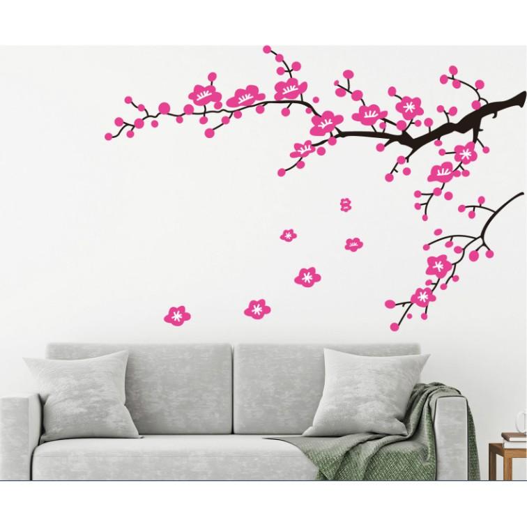 Decal trang trí tường nhánh cây Hoa Mai hồng đào