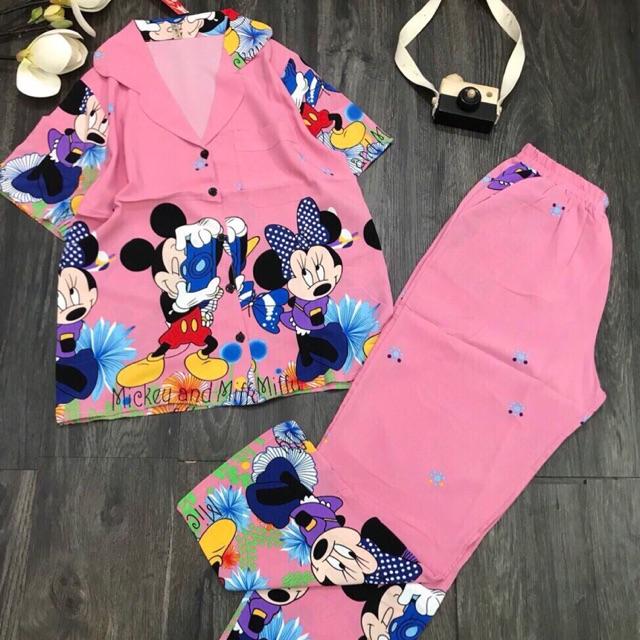 Đồ Bộ Pijama Lụa Siêu Mát Họa Tiết Hoạt Hình Dễ Thương Dưới 55kg