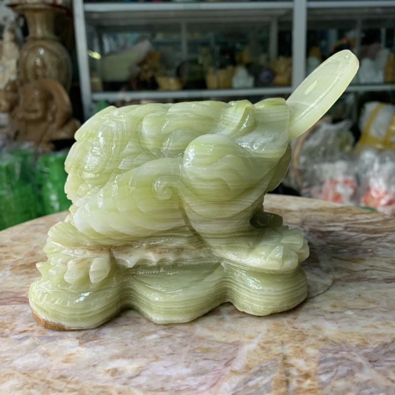 Cụ Thiềm Thừ, Cóc 3 Chân, Cóc Ngậm Tiền Phong Thuỷ Đá Ngọc Onix - ngang 15cm