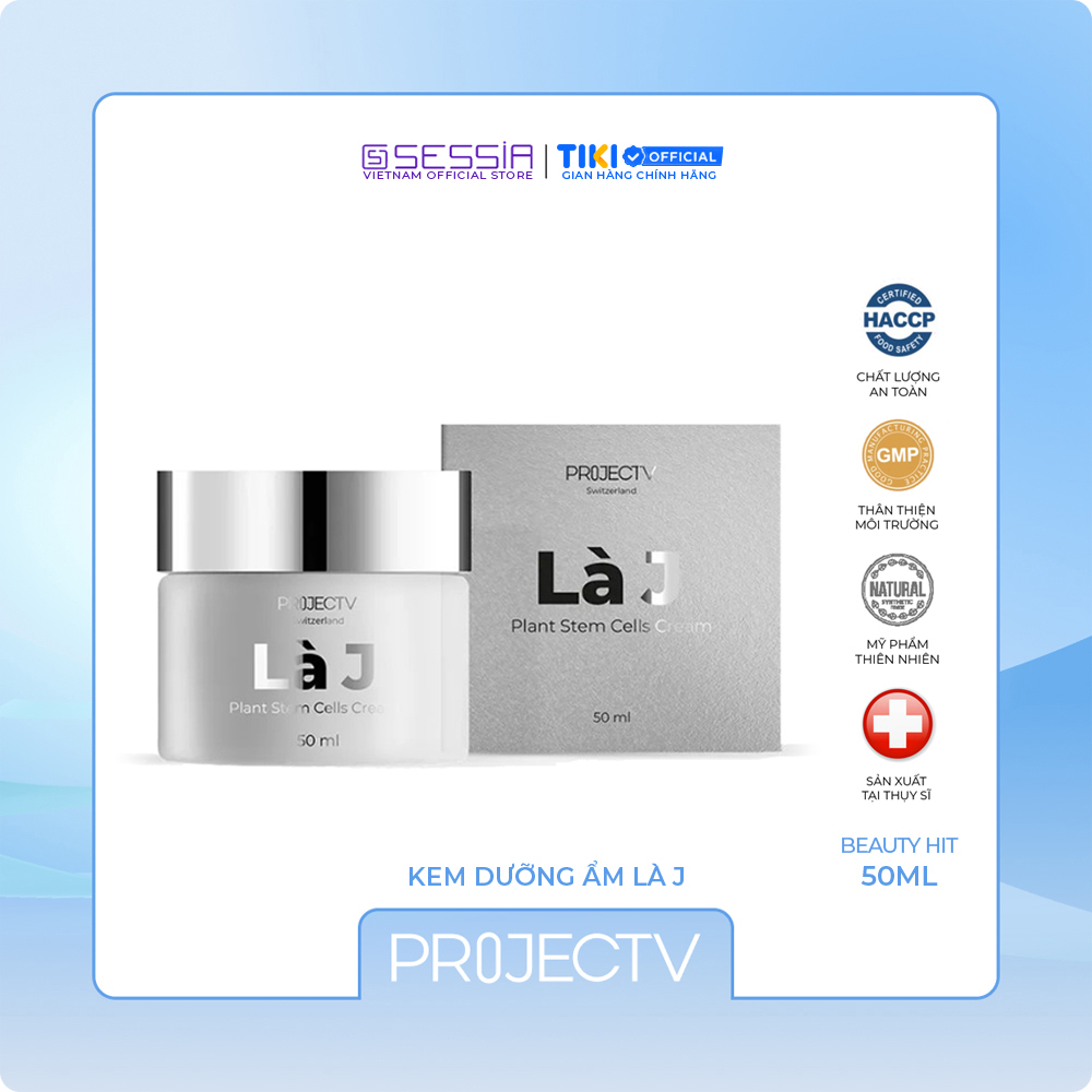 Kem dưỡng ẩm Là J Beauty Hit - PROJECT V - Kem từ tế bào gốc thực vật, Phục hồi trẻ hóa, Làn da sáng khoẻ (50ml) - Xuất xứ Thụy Sĩ, Hàng Chính Hãng