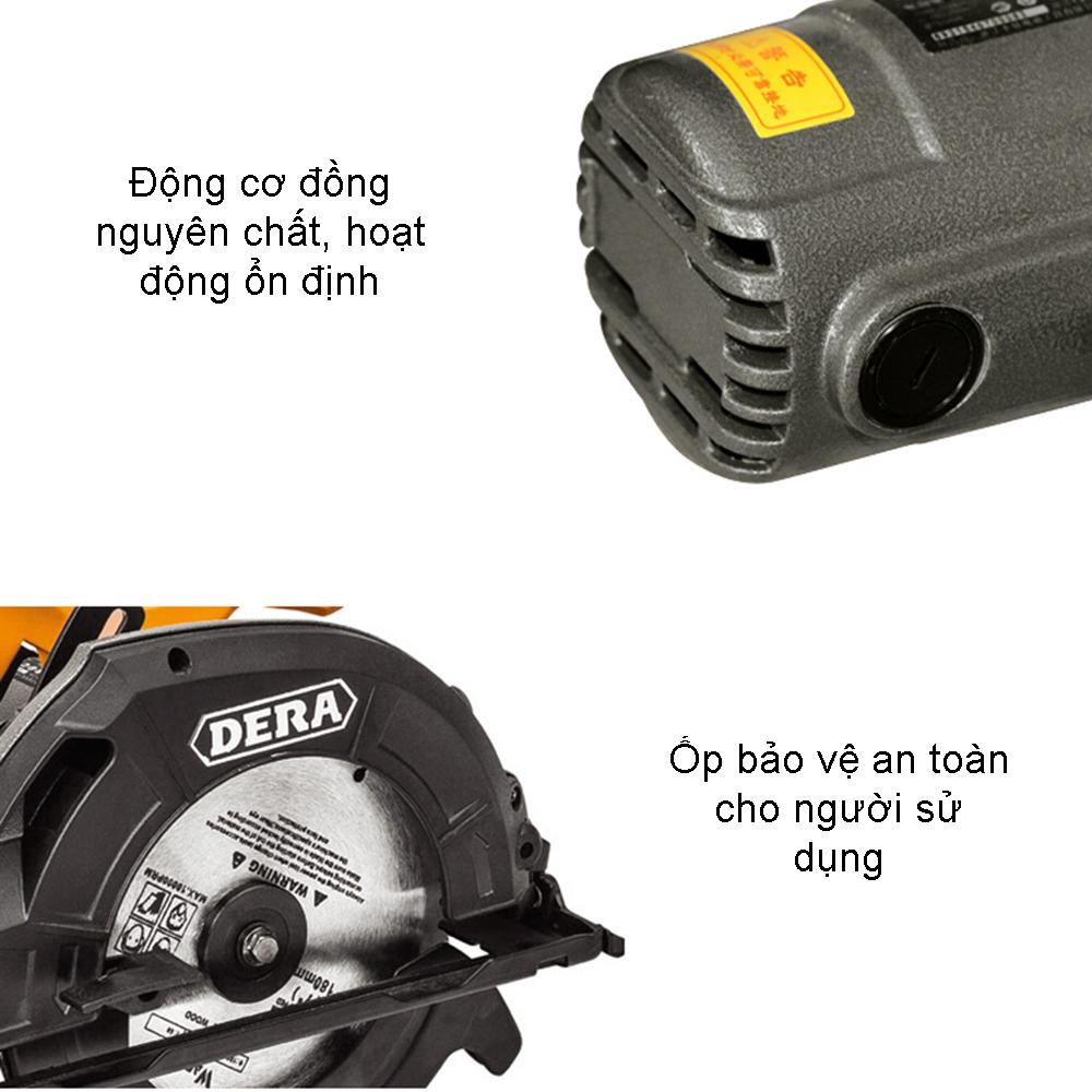 Máy Cưa Gỗ Cầm Tay Dera 235A Đường Kính Lưỡi Cưa Đĩa 235mm, Có Chỉnh Góc, Ốp Bảo Vệ, Công Suất 1400W - Hàng Chính Hãng