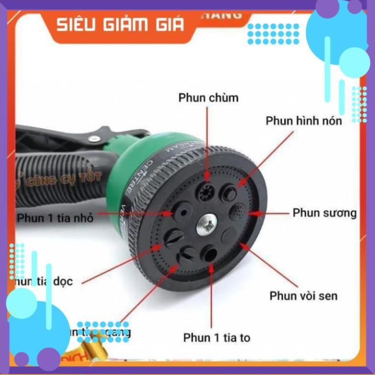 Vòi xịt rửa xe,Vòi phun nước tưới cây tăng áp thông minh 8 chế độ 815621-1 (cút đồng,nối đồng - dây vàng)