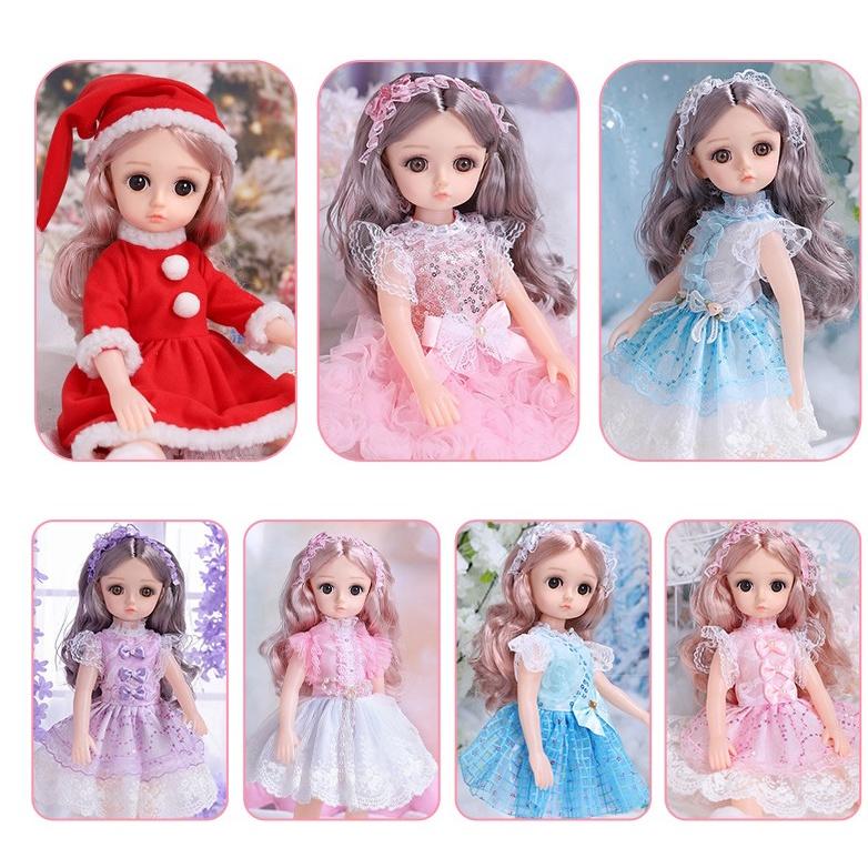 Búp Bê Doll 3D Mắt Ngọc Biết Hát , Phát Nhạc 160 Âm Thanh Kèm Phụ Kiện (Tím)