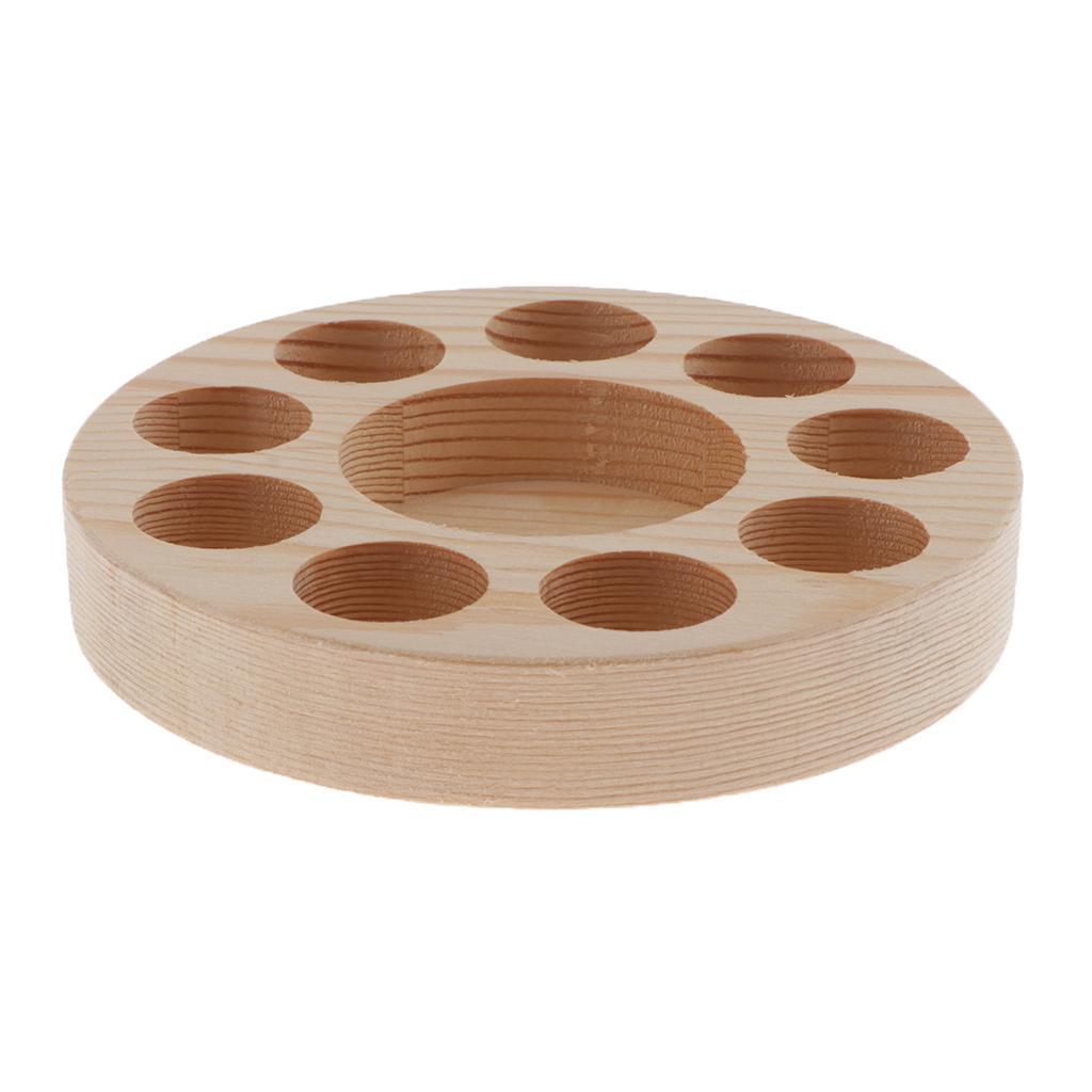 2-Pack Single Tier Essential Oil Storage Display for 10 Bottles - Natural Wood Case Holder Organizer Tray- Holds Young Living Containers