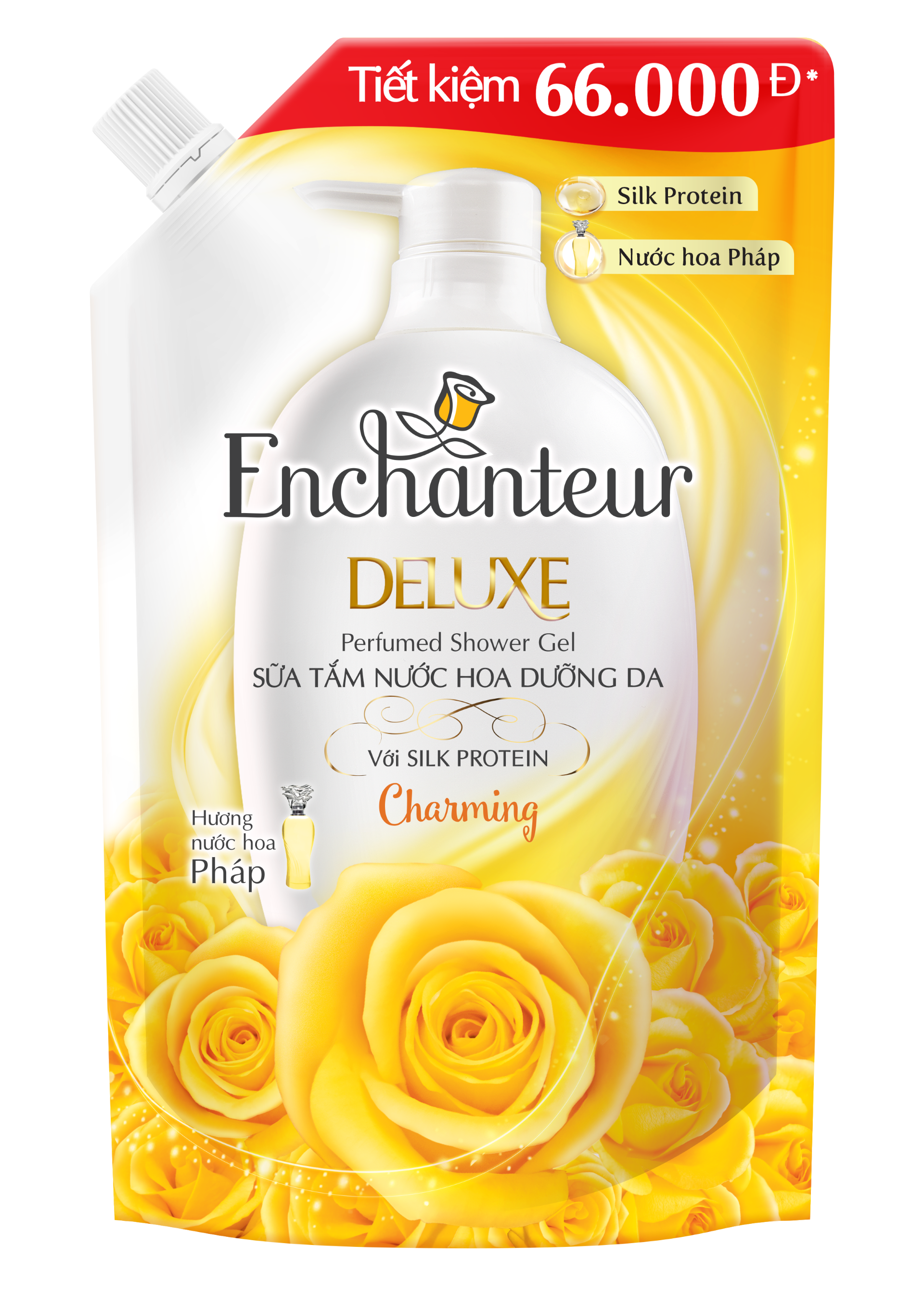 Túi Sữa tắm nước hoa dưỡng da Enchanteur hương Chamring 640gr