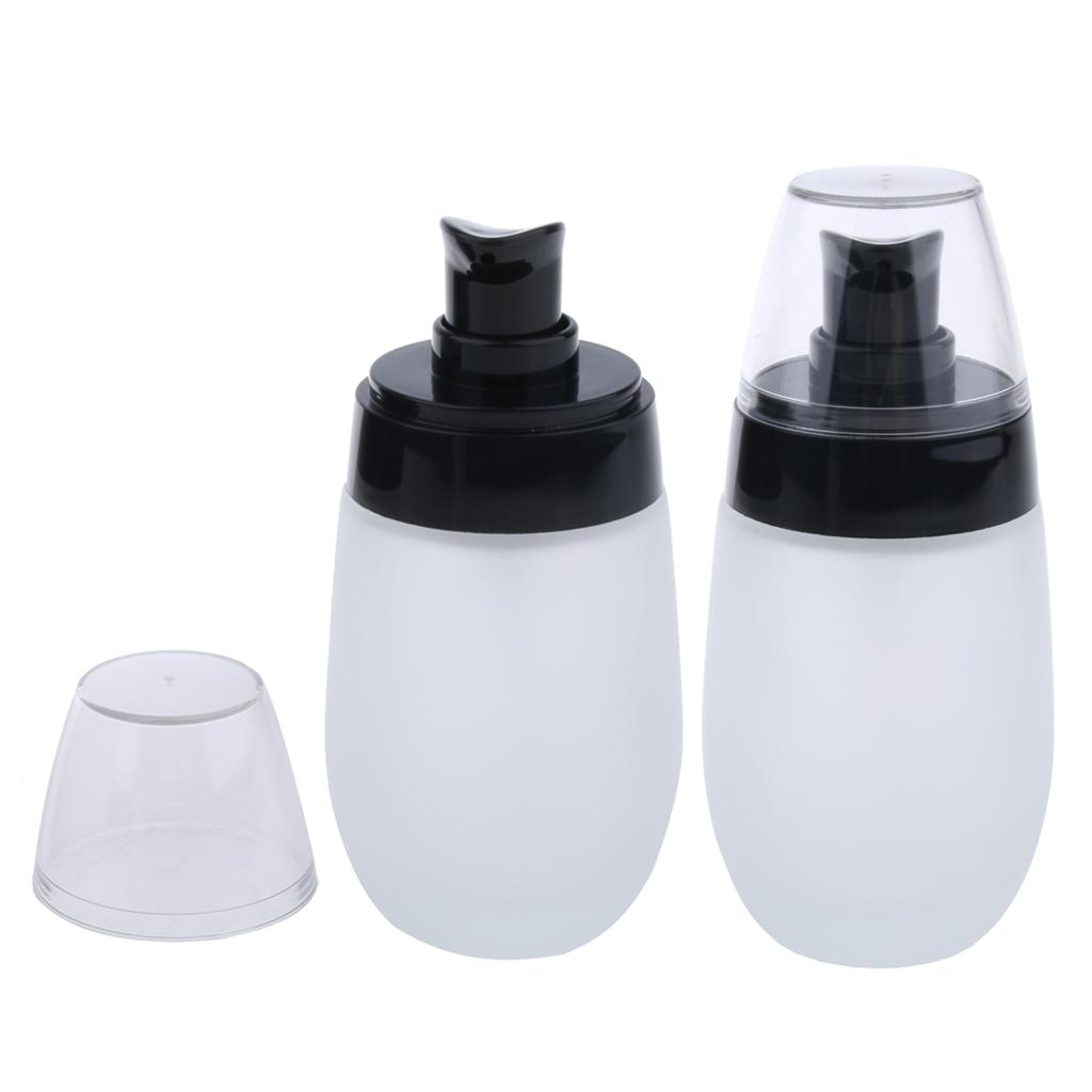 2pcs Frosting Glass Refillable Empty Pump Lotion Body Wash Hand Wash Liquid Spray Bottle Makeup Container Vials