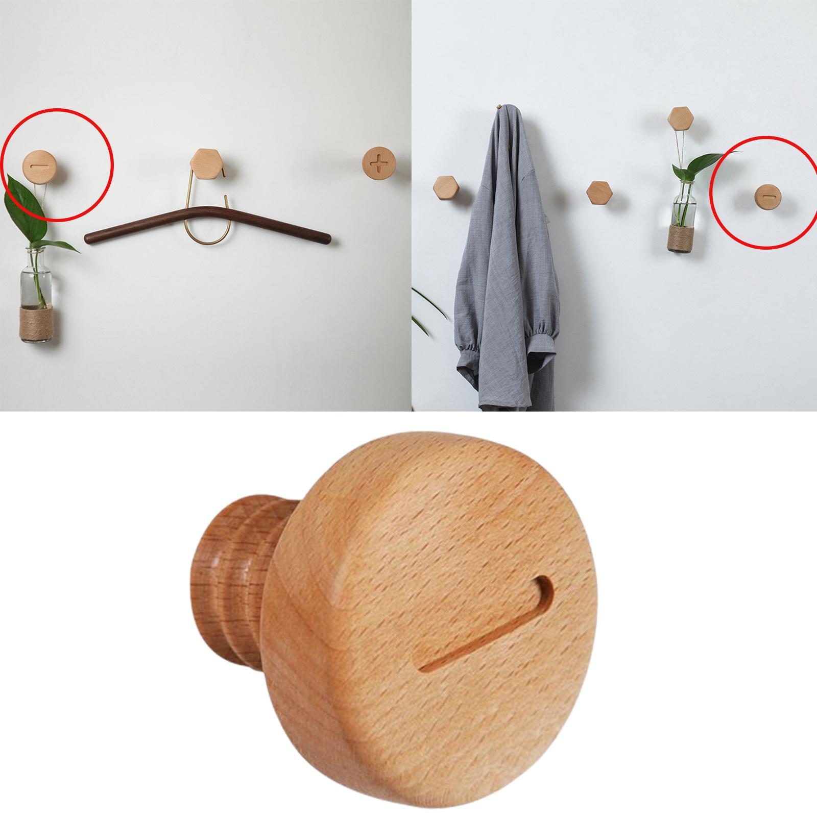 2x Wooden Hook Screw Premium Wall Nordic Clothes Coat Hooks Key Holder Hanger