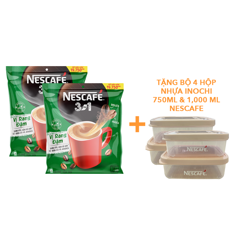 Cà phê hoà tan NESCAFÉ 3IN1 VỊ RANG ĐẬM - công thức cải tiến - COMBO 2 bịch x 46 gói -