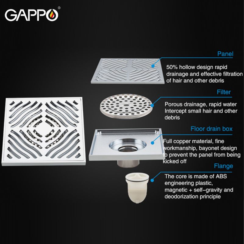 THOÁT SÀN ĐỒNG ĐÚC CAO CẤP NHẬP KHẨU NGA GAPPO G81550 NGĂN MÙI TUYỆT ĐỘ MẠ CROME - HÀNG CHÍNH HÃNG