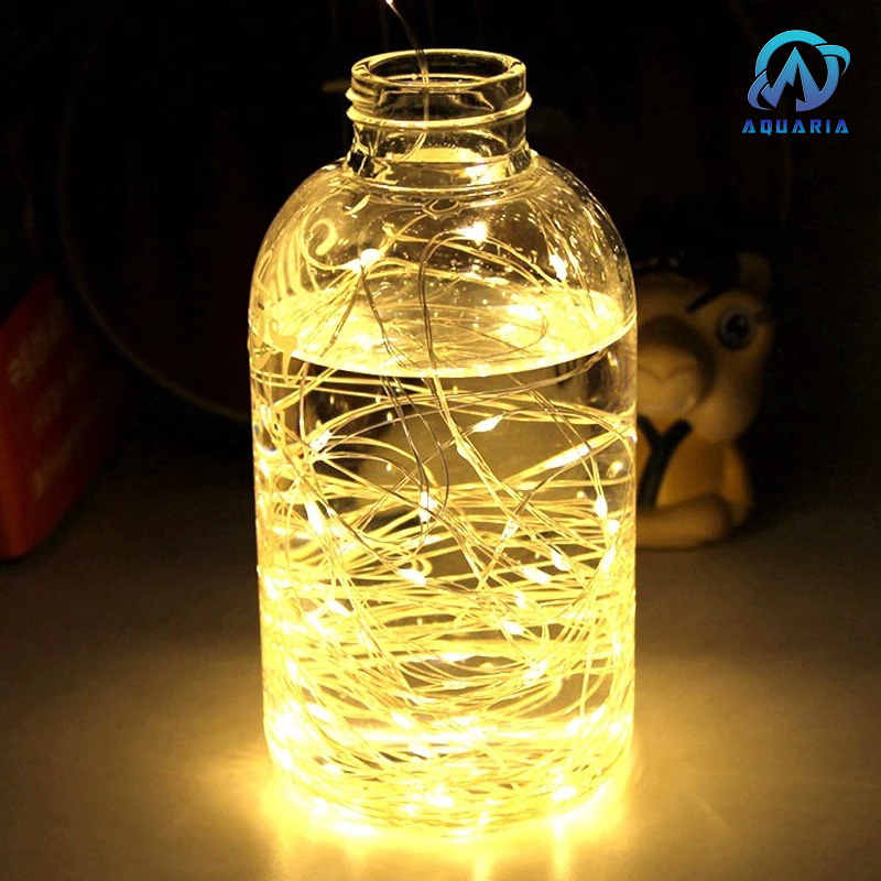 Đèn led dây fairy light đom đóm 3 chế độ nháy, có sẵn pin 1m - phụ kiện trang trí