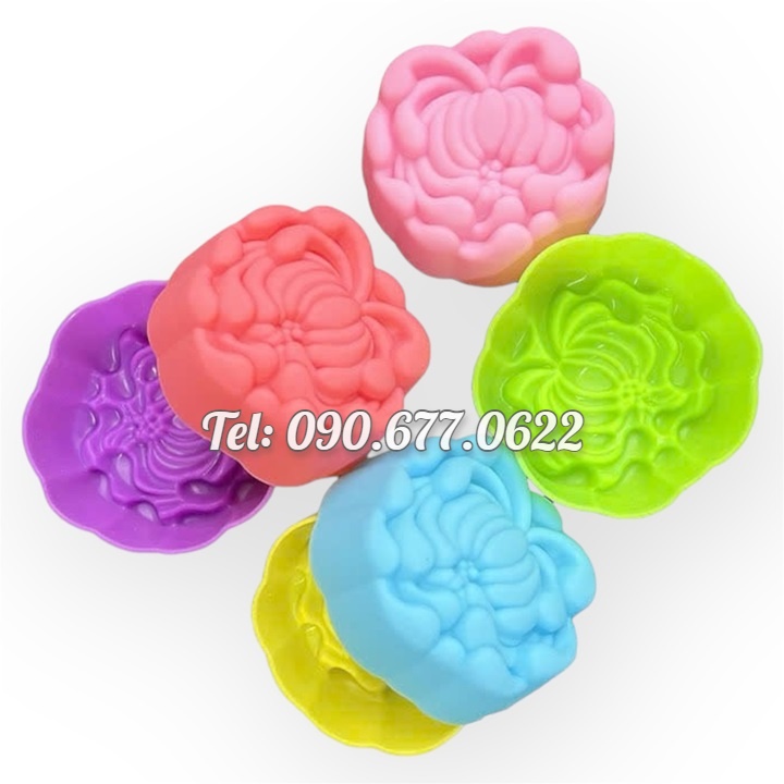 Bộ 10 khuôn silicon 3 lớp làm bánh, rau câu, bánh bông lan, bánh da lợn, bánh Cookie hoa cúc mâm xôi – Mã số 1180