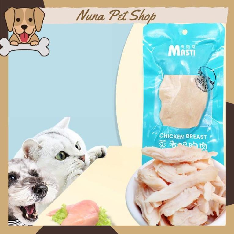 Ức gà hấp ăn liền Masti cho thú cưng 40g (Ức gà hấp thơm ngon, bổ dưỡng cho chó mèo)