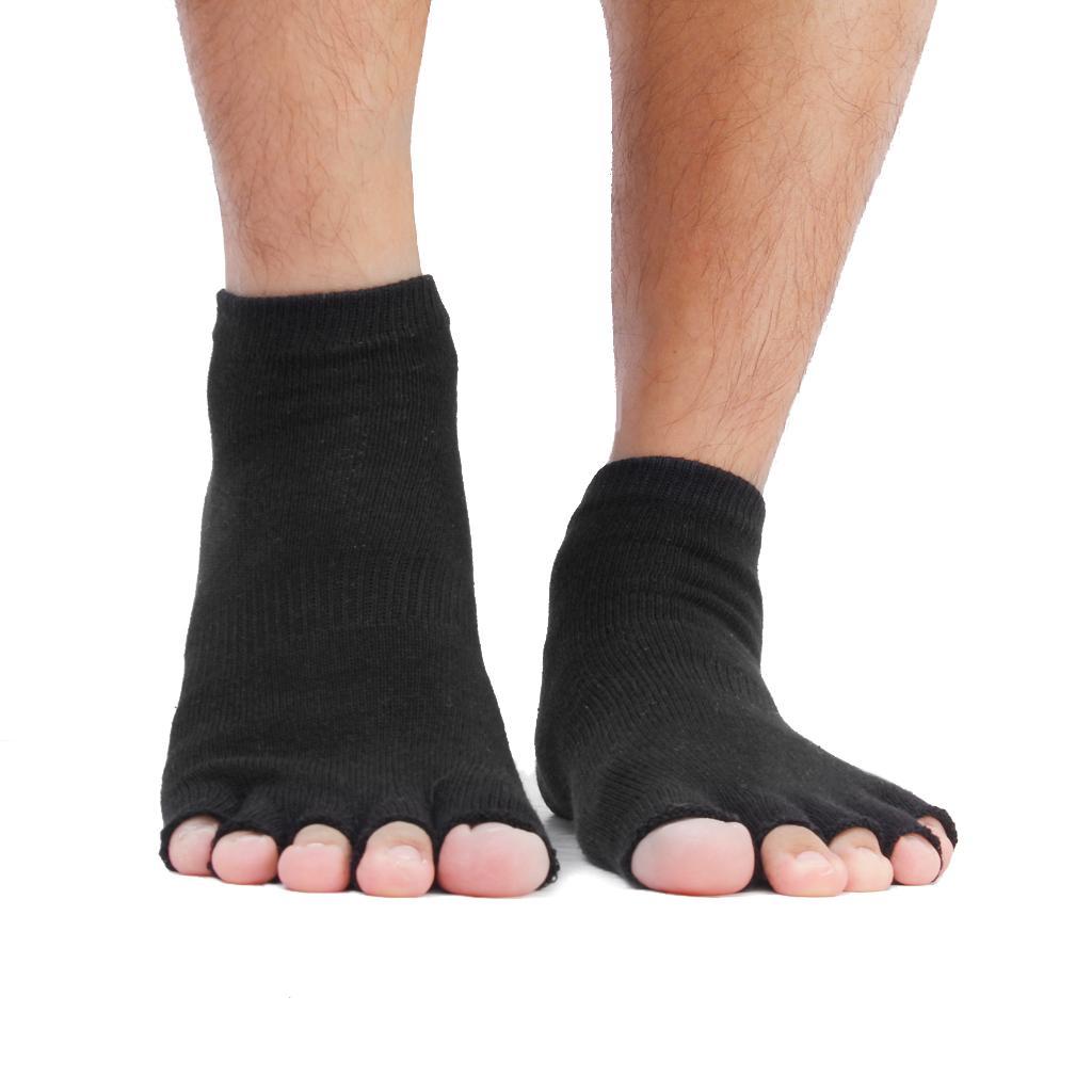 6x1 Pair Unisex Five Fingers Open Toe Socks Breathable Warm Yoga Casual Black