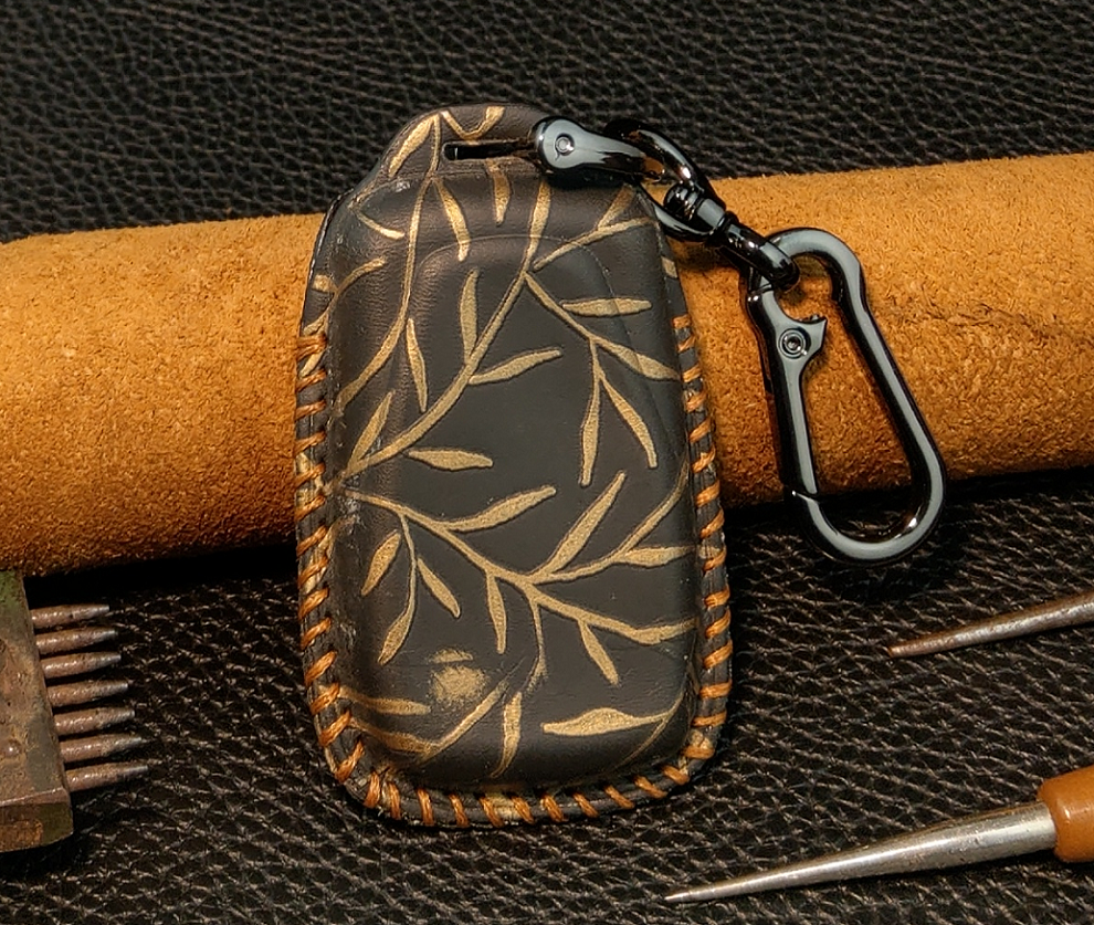 Bao Da cho Chìa Khóa Ô Tô Handmade Vinfast VF e34 VF8 VF9 Da Bò Thật hoa văn