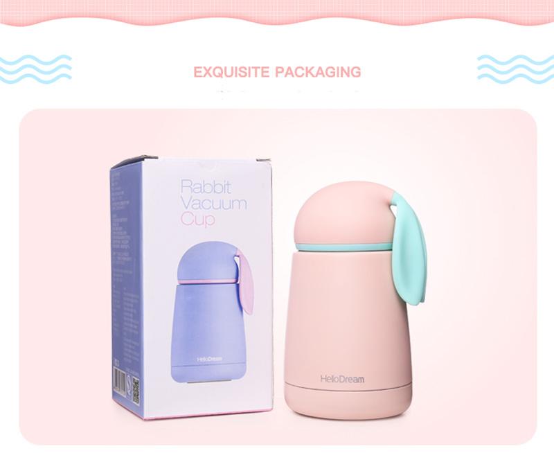 300ml Cho Bé Thỏ Giữ Nhiệt Màu Thép không gỉ Máy Hút Chân Không cho Trẻ em Du Lịch Nhiệt Bình Sữa Cho Bé Cách Nhiệt Cốc Quà Tặng