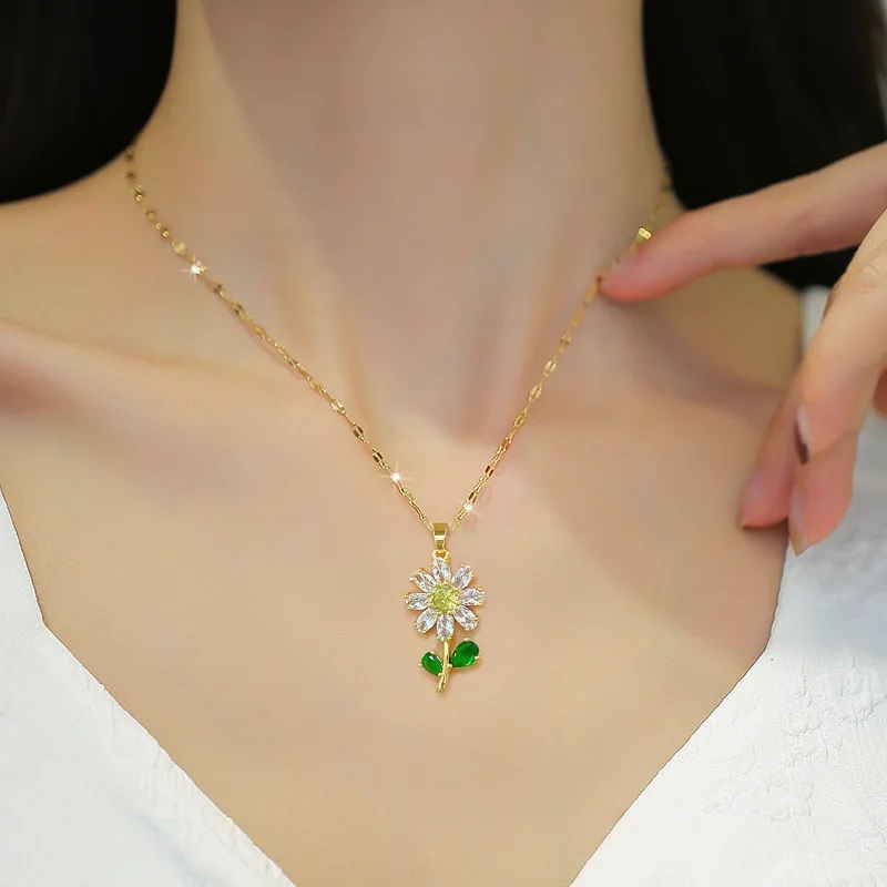 Dây chuyền nữ hoa hướng dương đá đính