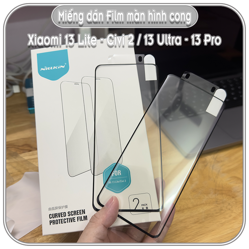 Bộ 2 miếng dán Nillkin có khung tự dán cho Xiaomi 13 Lite - 13 Pro - 13 Ultra, Impact Resistant Curved Film - Hàng Nhập Khẩu