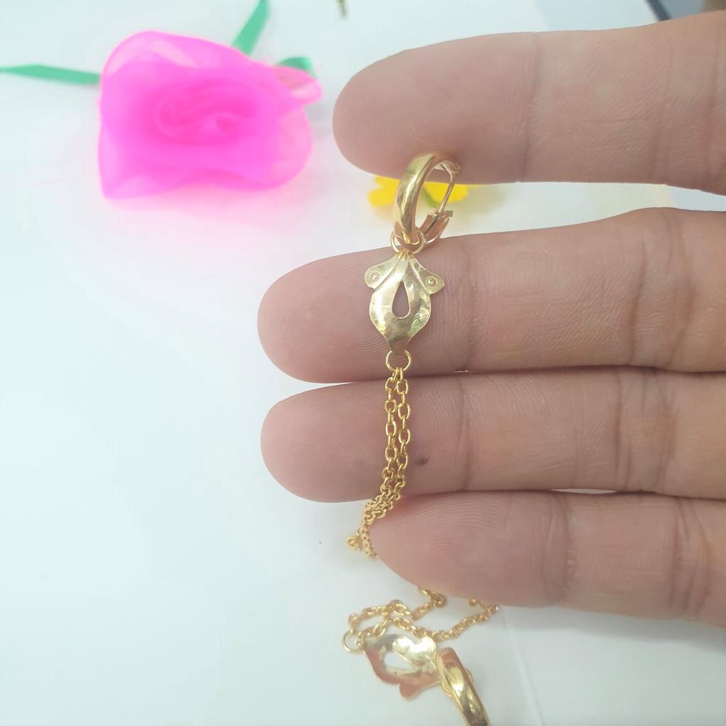 Bông Tai Kiểu 2 Tua Dáng Thả Dài Cao Cấp-Dùng lâu dài tắm rửa thoải mái