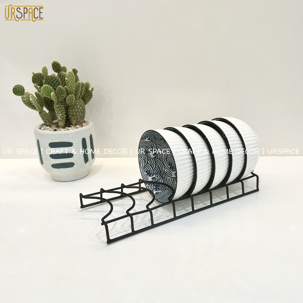 Kệ phơi chén dĩa đa năng URSPACE bằng sắt màu đen nhỏ gọn / Kitchen Dish Drain Racks
