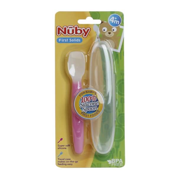 [ 5490-Nuby ] Thìa ăn dặm cao cấp, 100% silicone, dành cho trẻ từ 4 tháng tuổi trở lên