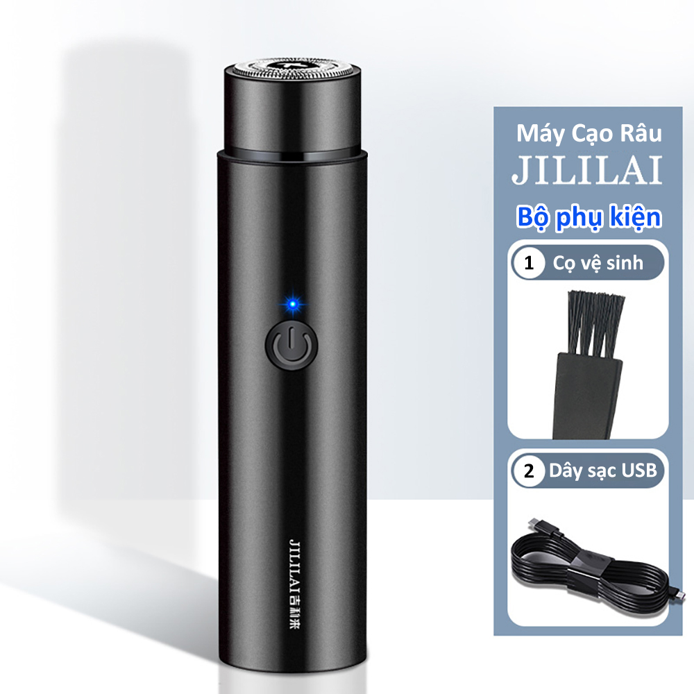 Máy Cạo Râu Mini Jililai Giá Rẻ Lưỡi Cạo Thép Ko Gỉ Sạch Sẽ An Toàn Đèn Led Hiển Thị Pin Nhỏ Gọn Tiện Lợi