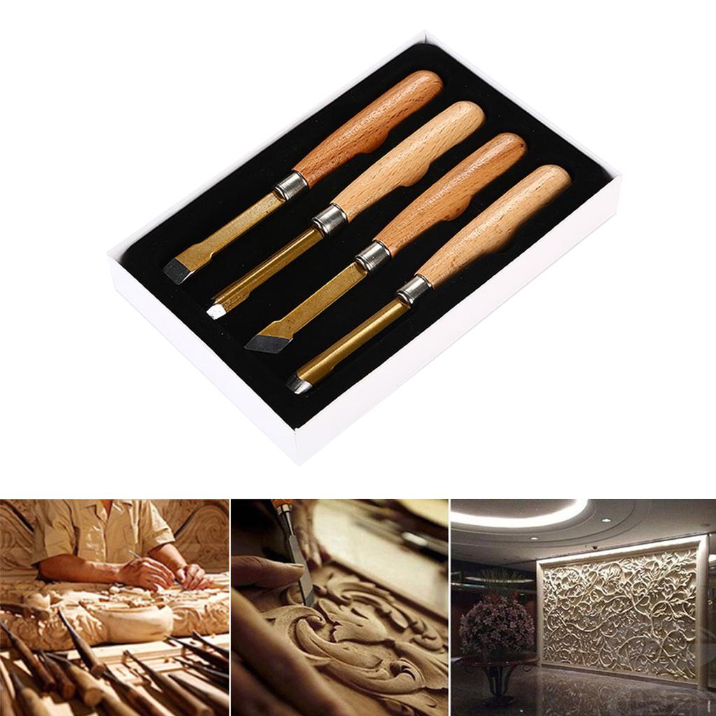 4Pc Wood Carving Knife Set for DIY Geometric Woodworking Cutting Chip Hand Tool