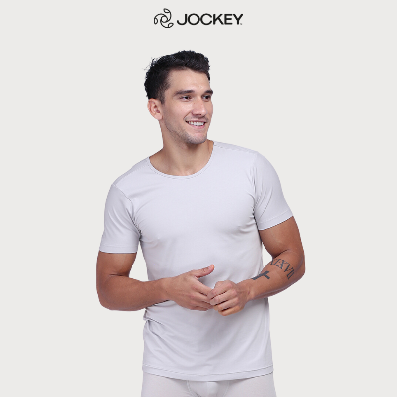 Áo Thun Nam Trơn Jockey Cotton Màu Trắng Xám Xanh Đen - 7114