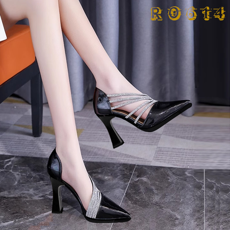 Giày cao gót quai chéo đính hạt ROSATA RO614 - 9p - HÀNG VIỆT NAM - BKSTORE