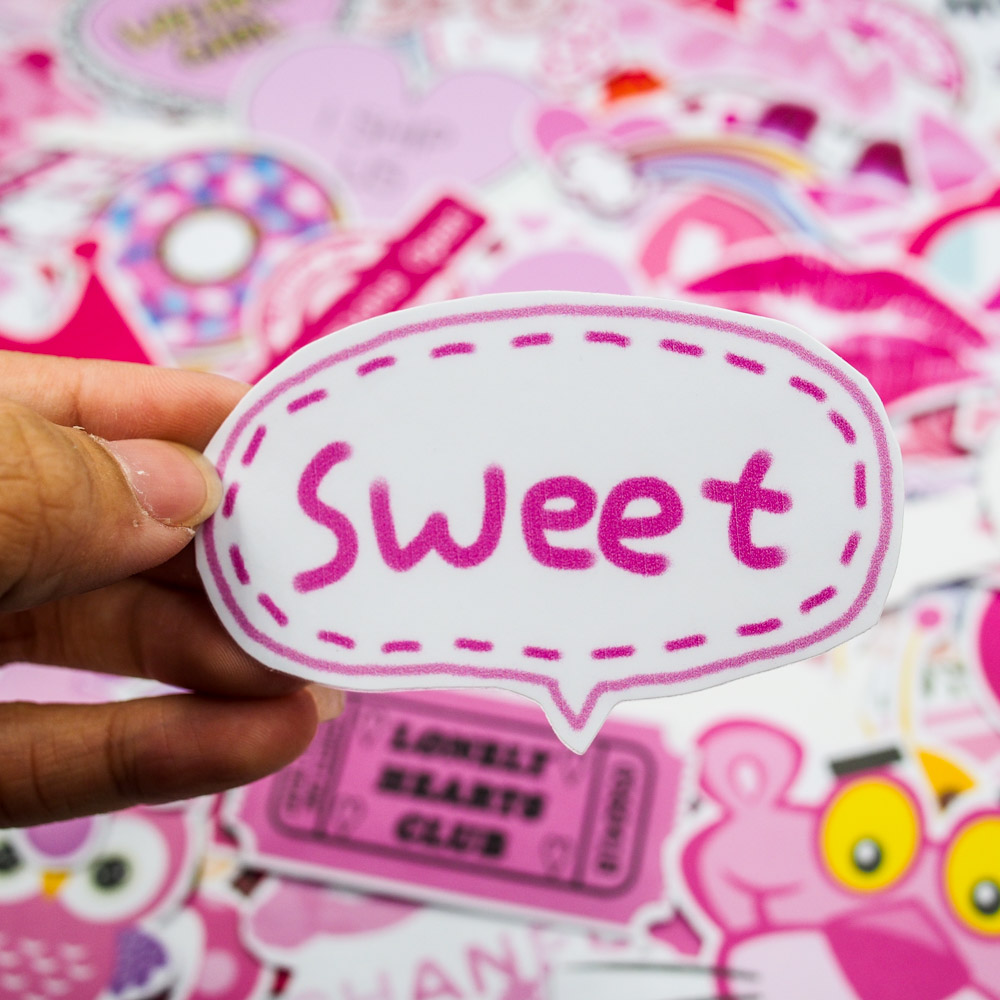Sticker Factory - Set 100 sticker hình dán - Pink màu hồng