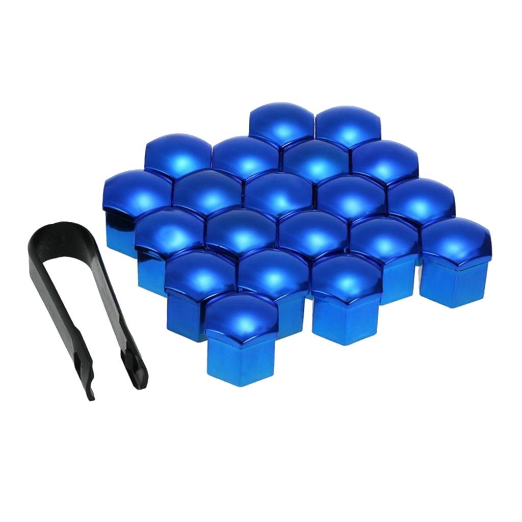 40 Sets Wheel Chrome Lug Bolt Cover Tyre Screw Cap Protector Decor Blue