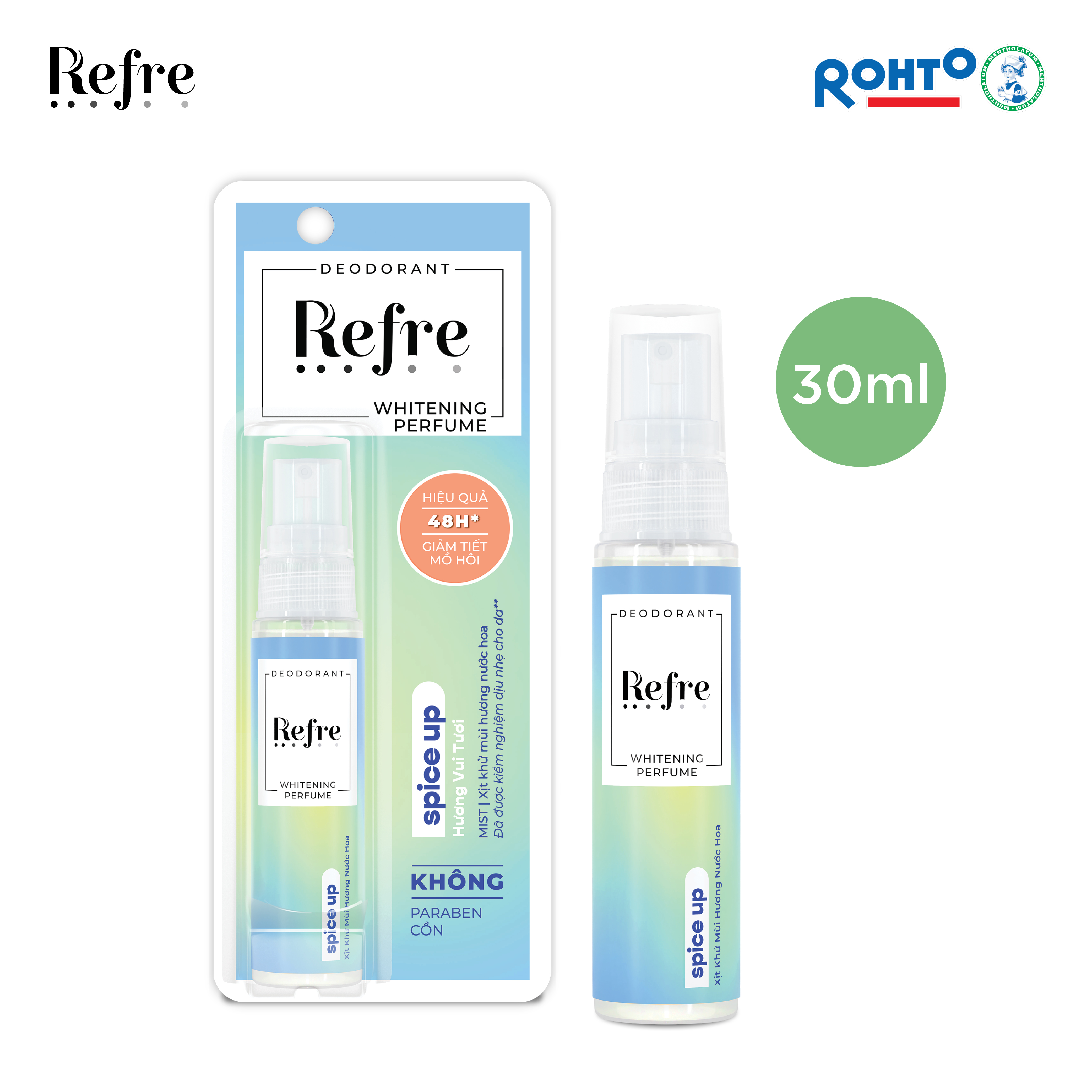 Xịt Khử Mùi Dưỡng Trắng Hương Nước Hoa Refre Whitening Perfume Spice Up - Hương Vui Tươi 30ml