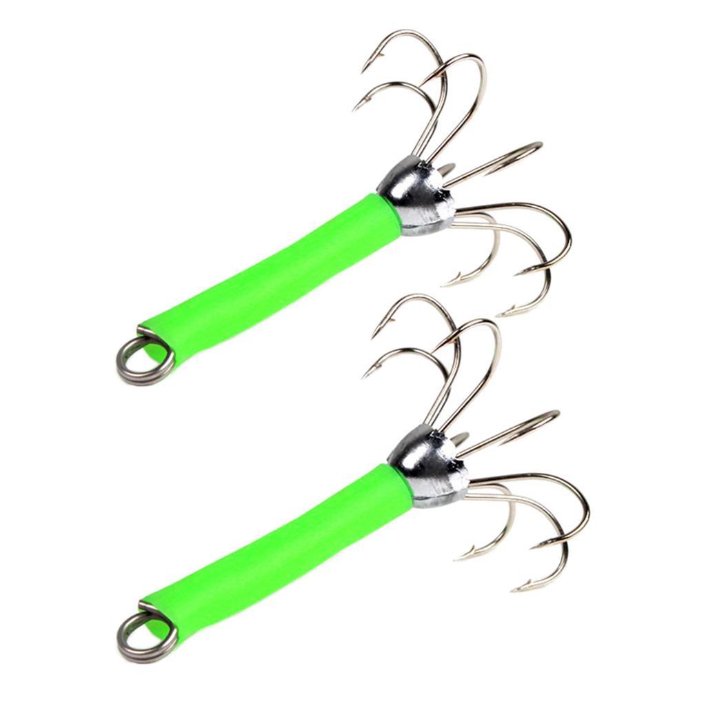 2Pcs Stainless Steel Fishing Squid Jigs Hooks Umbrella-Shaped