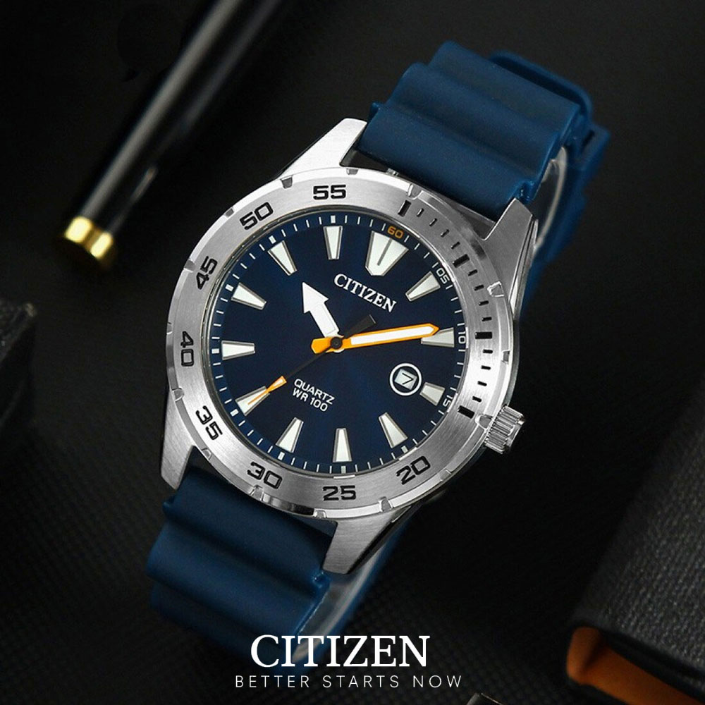 Đồng Hồ Citizen Nam Cao Su BI1041-22L - Mặt Xanh